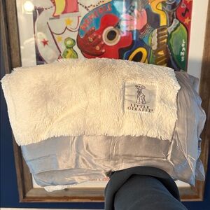 Little Giraffe Plush Cream and Silver Blanket